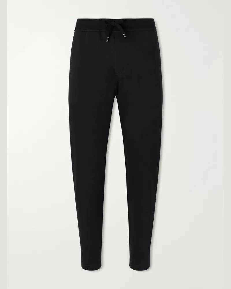 Brunello Cucinelli Tapered Cotton-Stretch Jersey Drawstring Sweatpants Black