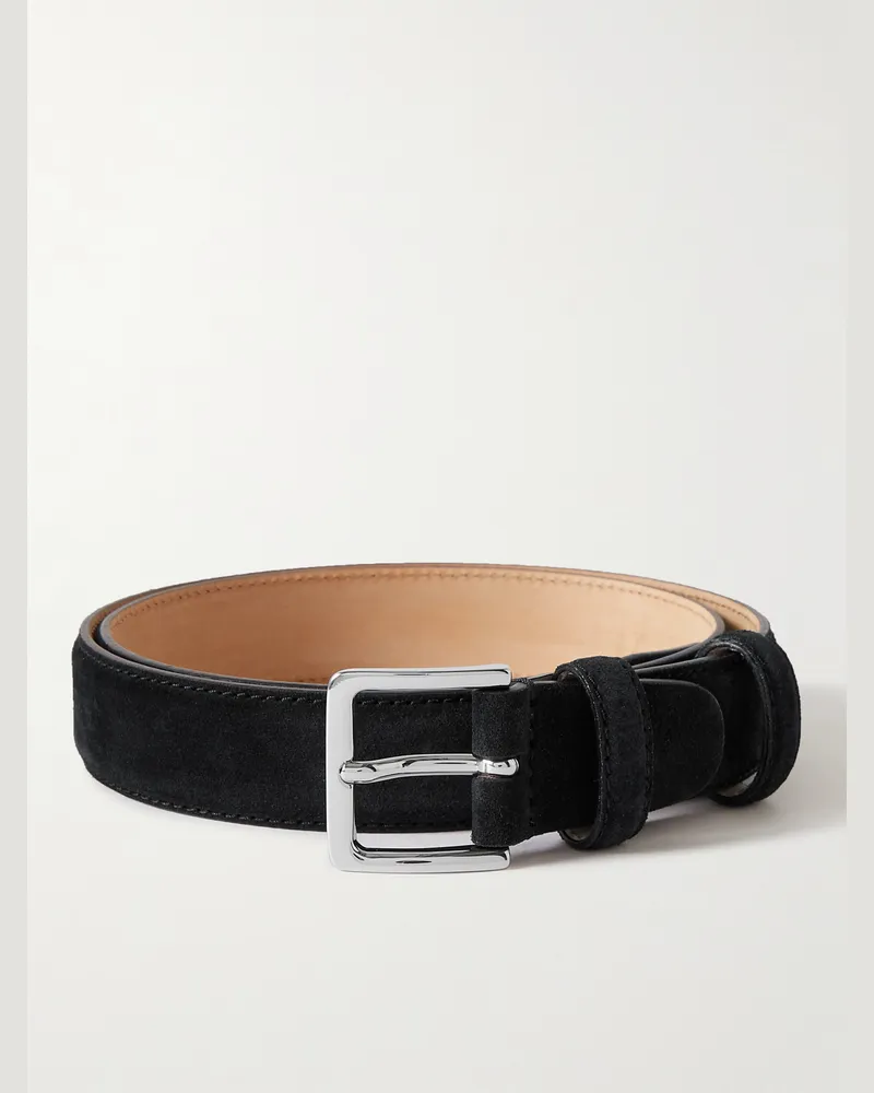 MR P. Gürtel aus Veloursleder, 3 cm Schwarz