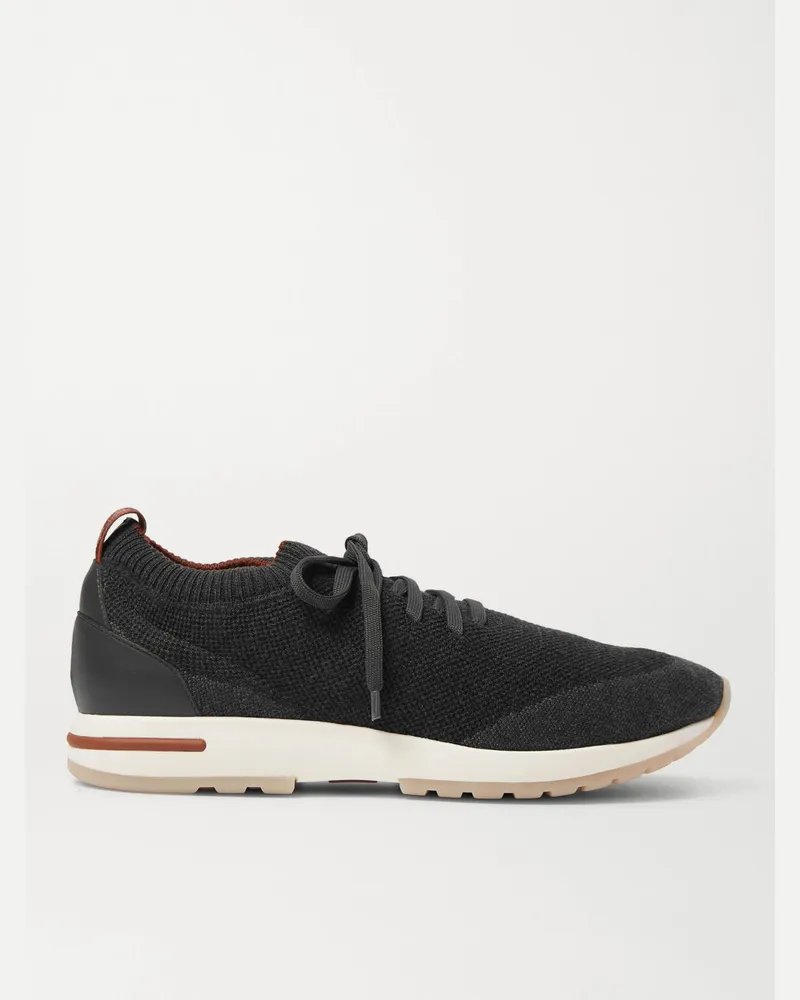 Loro Piana 360 Flexy Walk Sneakers aus Wish®-Wollstrick mit Lederbesätzen Grau