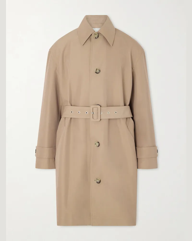 AMI Paris Belted Woven Trench Coat Neutrals