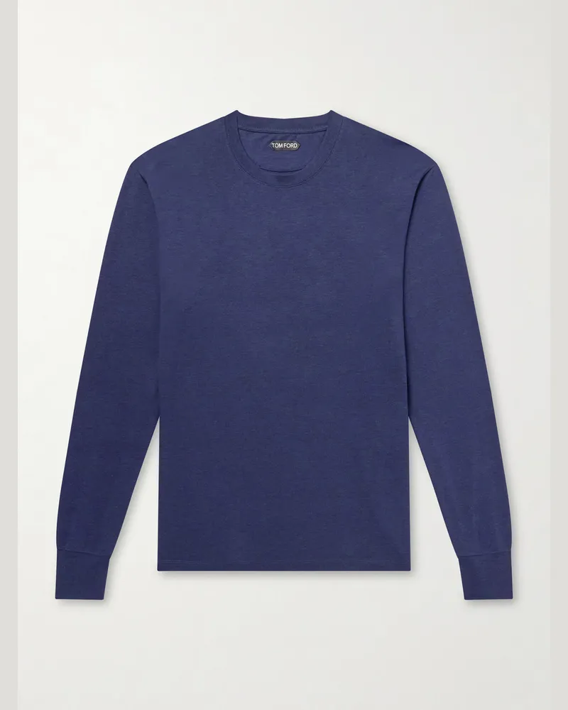 Tom Ford Lyocell and Cotton-Blend Jersey T-Shirt Blue