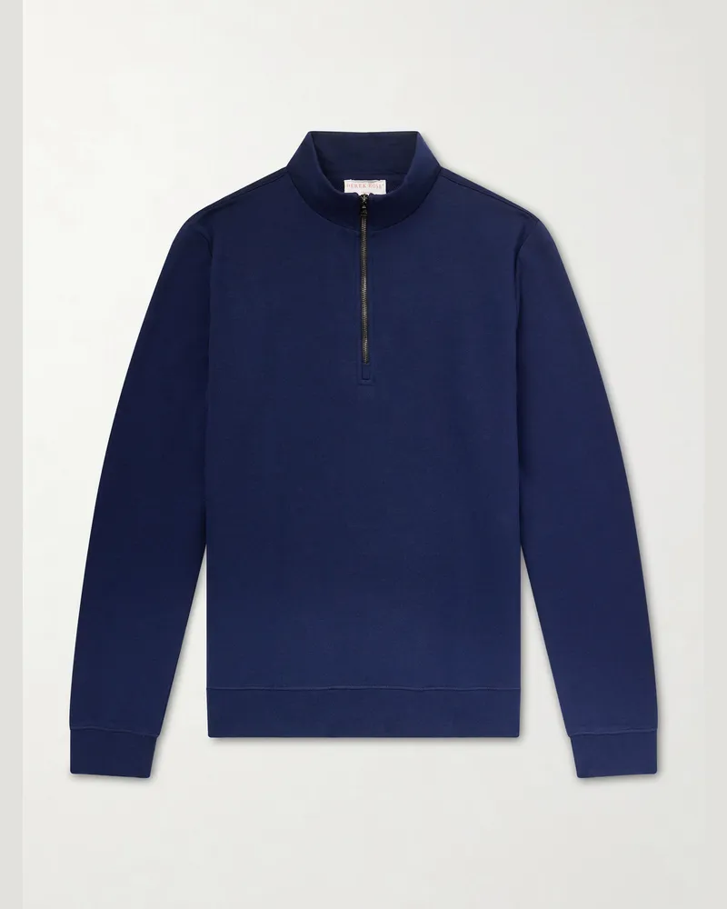 Derek Rose Quinn Cotton and Modal-Blend Jersey Half-Zip Sweatshirt Blue