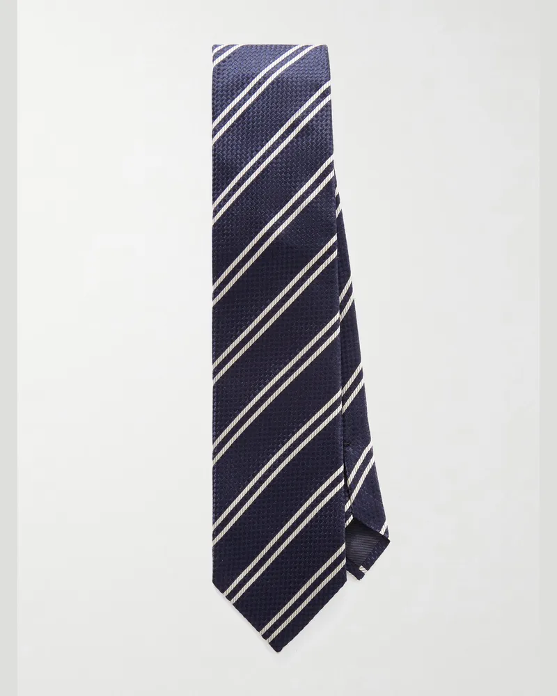 Tom Ford Krawatte aus gestreiftem Seiden-Jacquard, 8 cm Blau