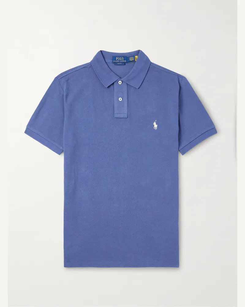Ralph Lauren Polohemd aus Baumwoll-Piqué mit Logostickerei Blau