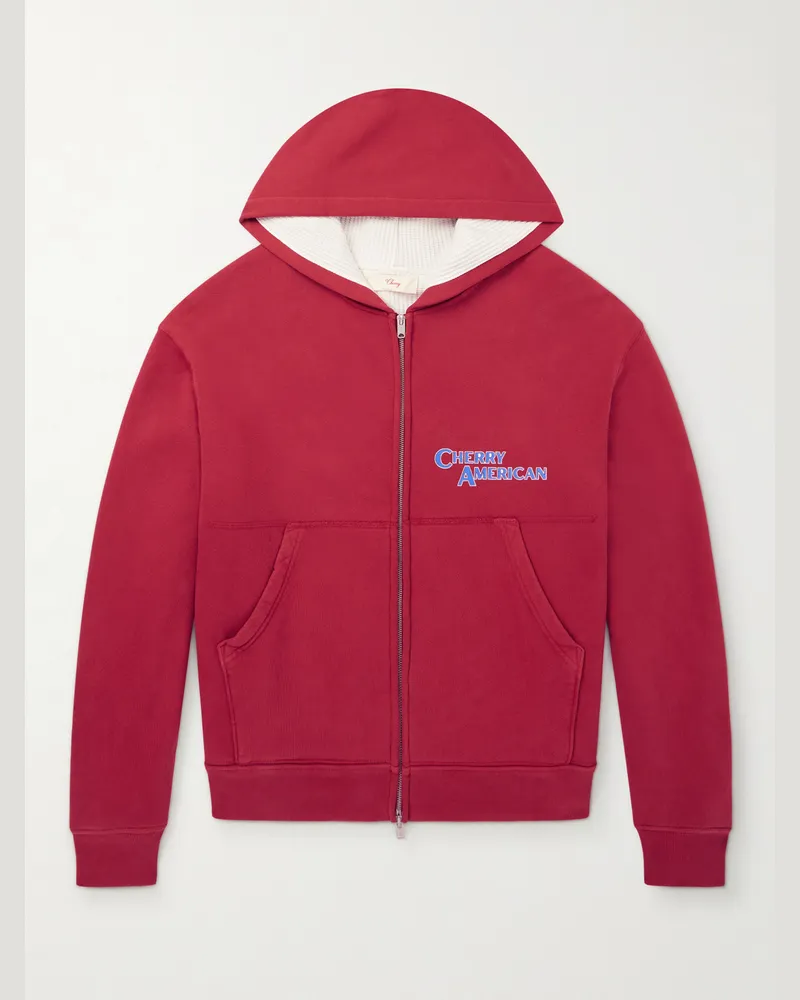 Cherry Los Angeles Kapuzenjacke aus Baumwoll-Jersey mit Logoprint und Reißverschluss Rot