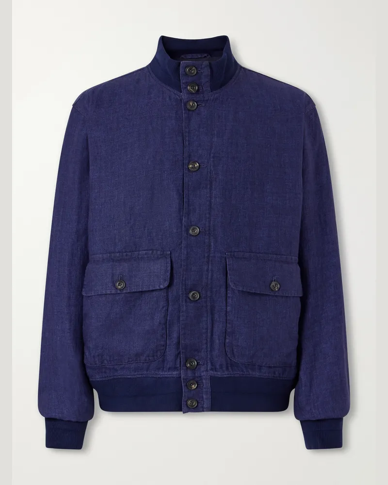 Ralph Lauren Herringbone Linen Blouson Blue