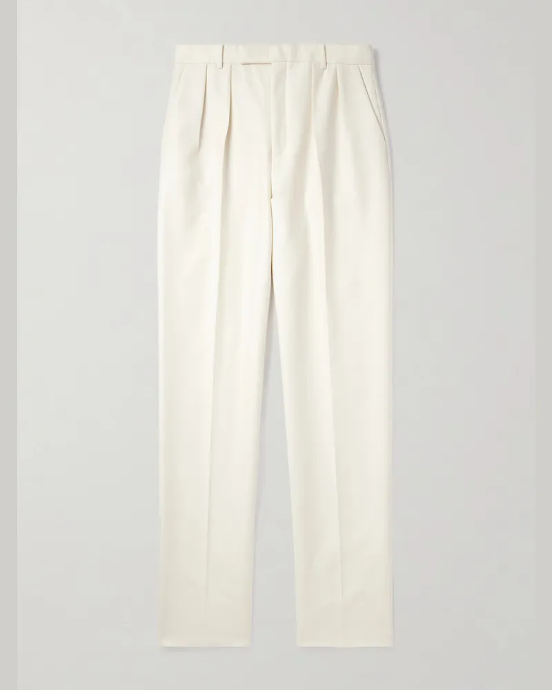 Celine Keith schmal zulaufende Hose aus Kaschmirflanell mit Falten Neutral