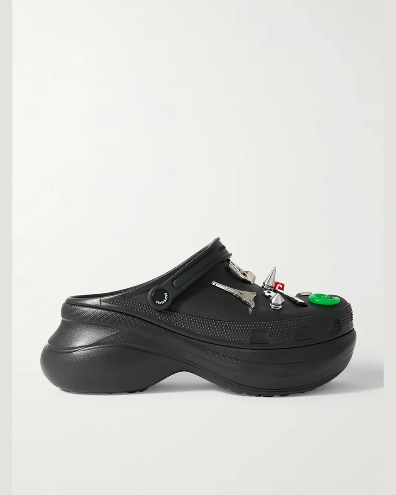 Balenciaga Crocs™ Slippers aus Gummi mit Verzierungen Schwarz