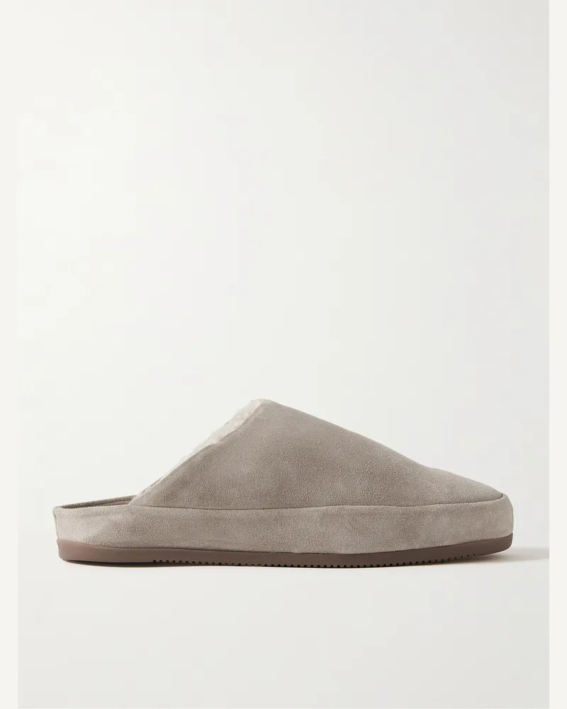 MULO Slippers aus Veloursleder mit Shearling-Futter Neutral