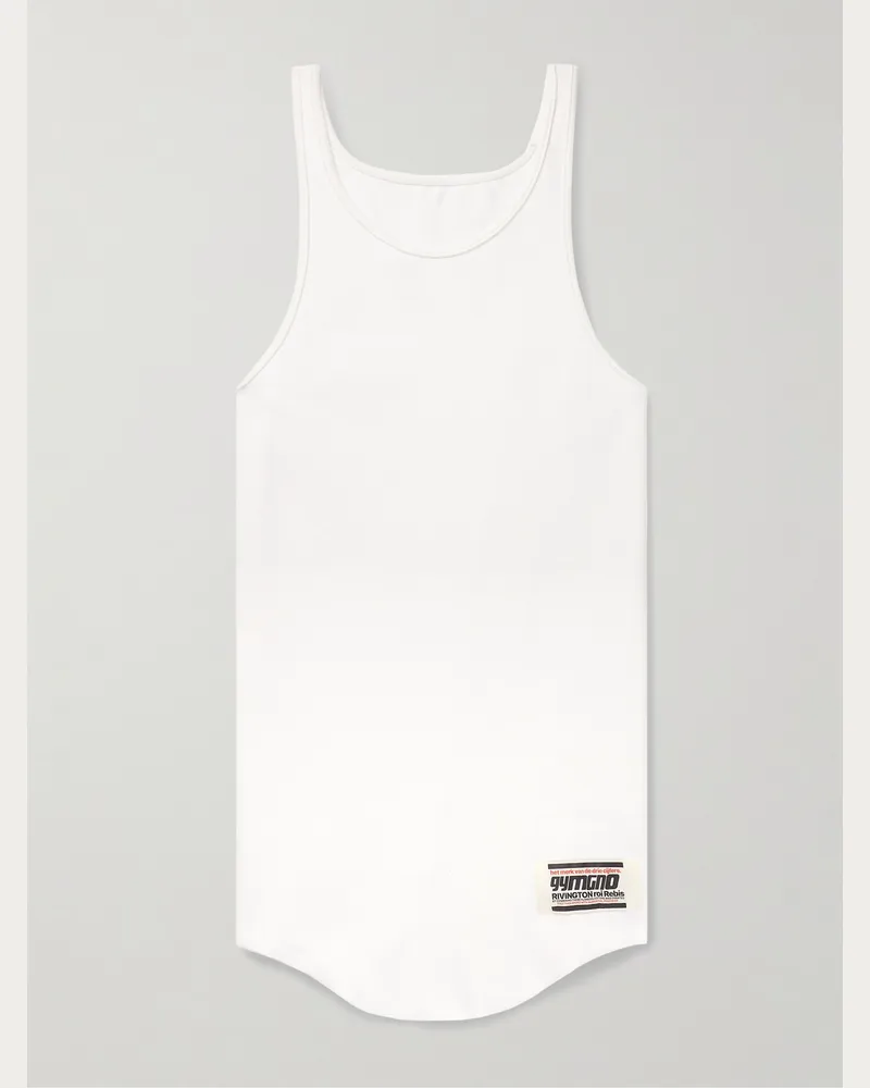 RRR123 When in Corinth schmal geschnittenes Tanktop aus geripptem Baumwoll-Jersey mit Logoapplikation Weiß