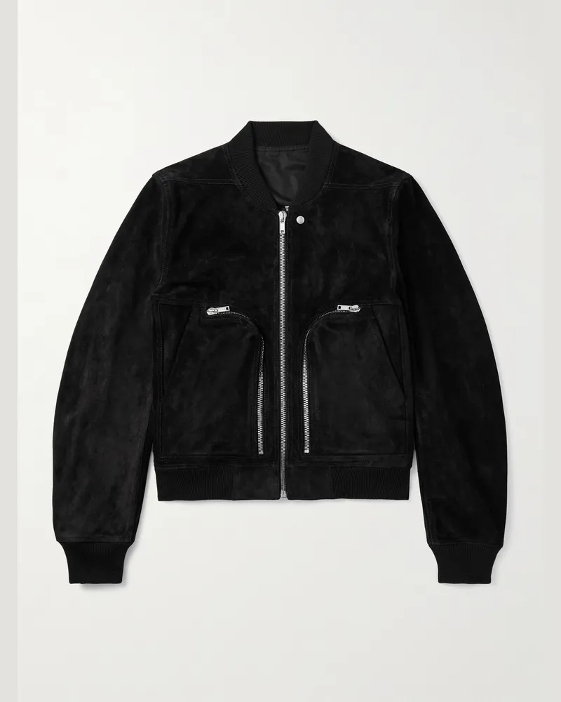 Rick Owens Bauhaus Jacke aus Veloursleder Schwarz