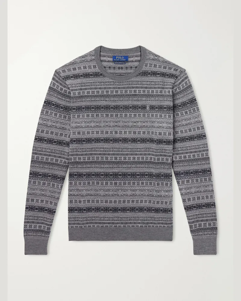 Ralph Lauren Striped Wool Sweater Gray