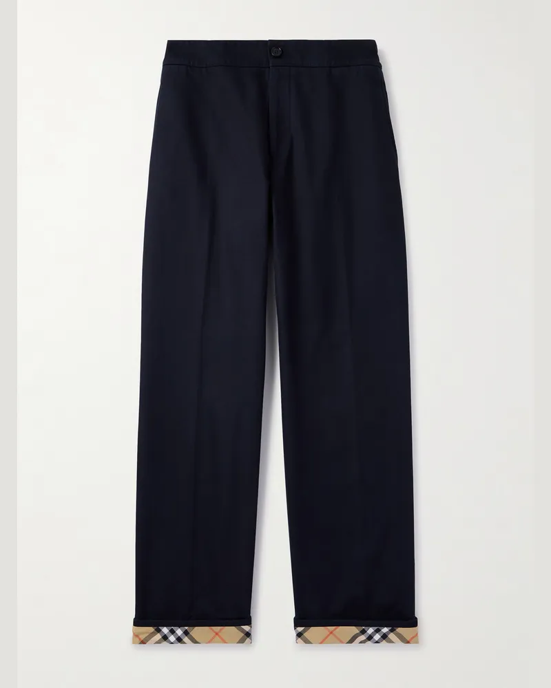 Burberry Gerade geschnittene Hose aus Baumwoll-Twill Blau