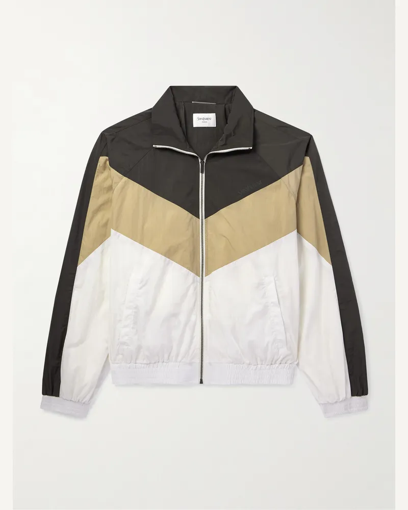 Saint Laurent Trainingsjacke aus Shell mit Logoprint Weiß