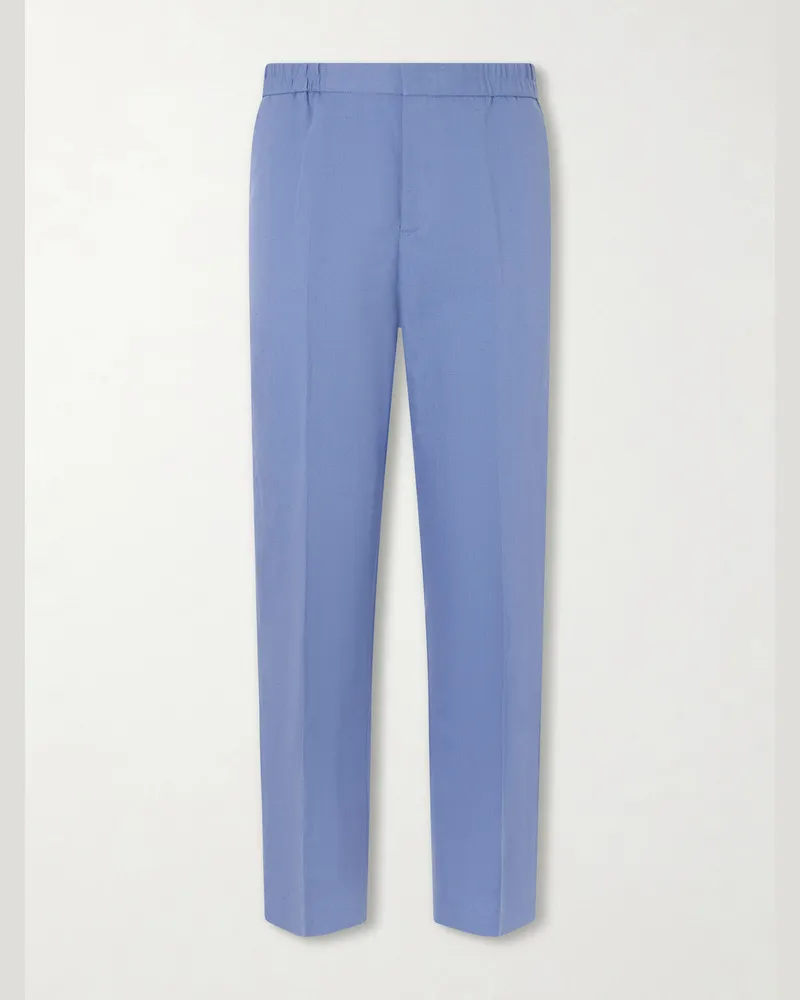 Paul Smith Straight-Leg Cotton, Linen and Lyocell-Blend Trousers Blue