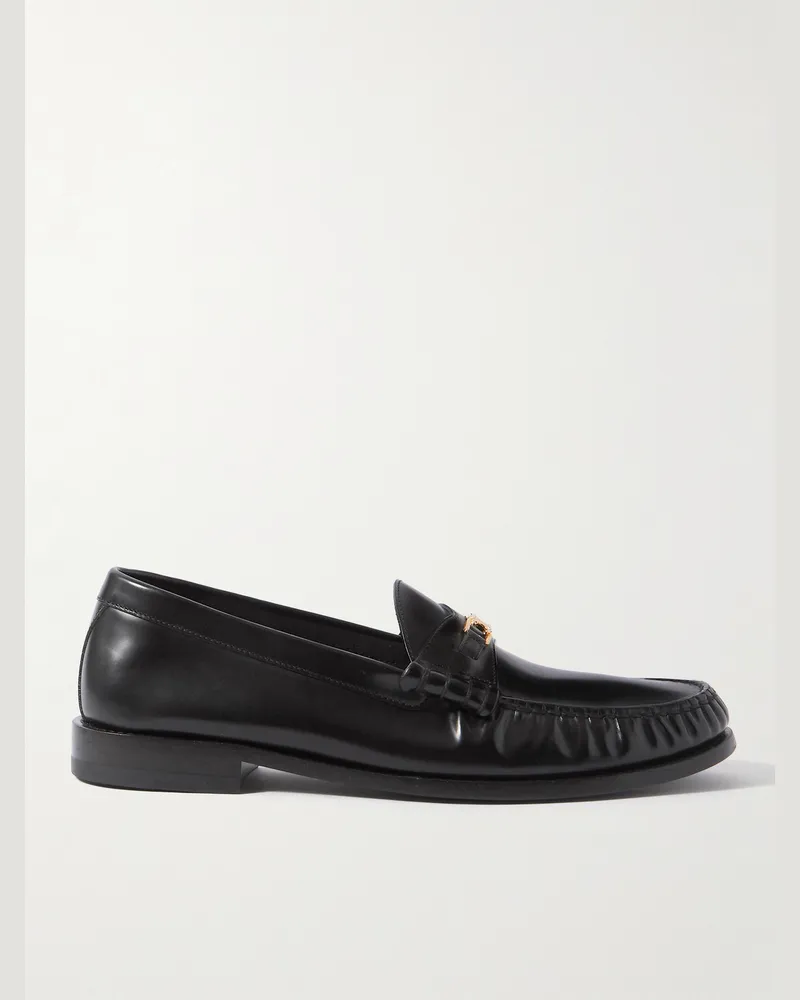 Celine Triomphe Loafers aus glänzendem Leder mit Logoverzierung Schwarz