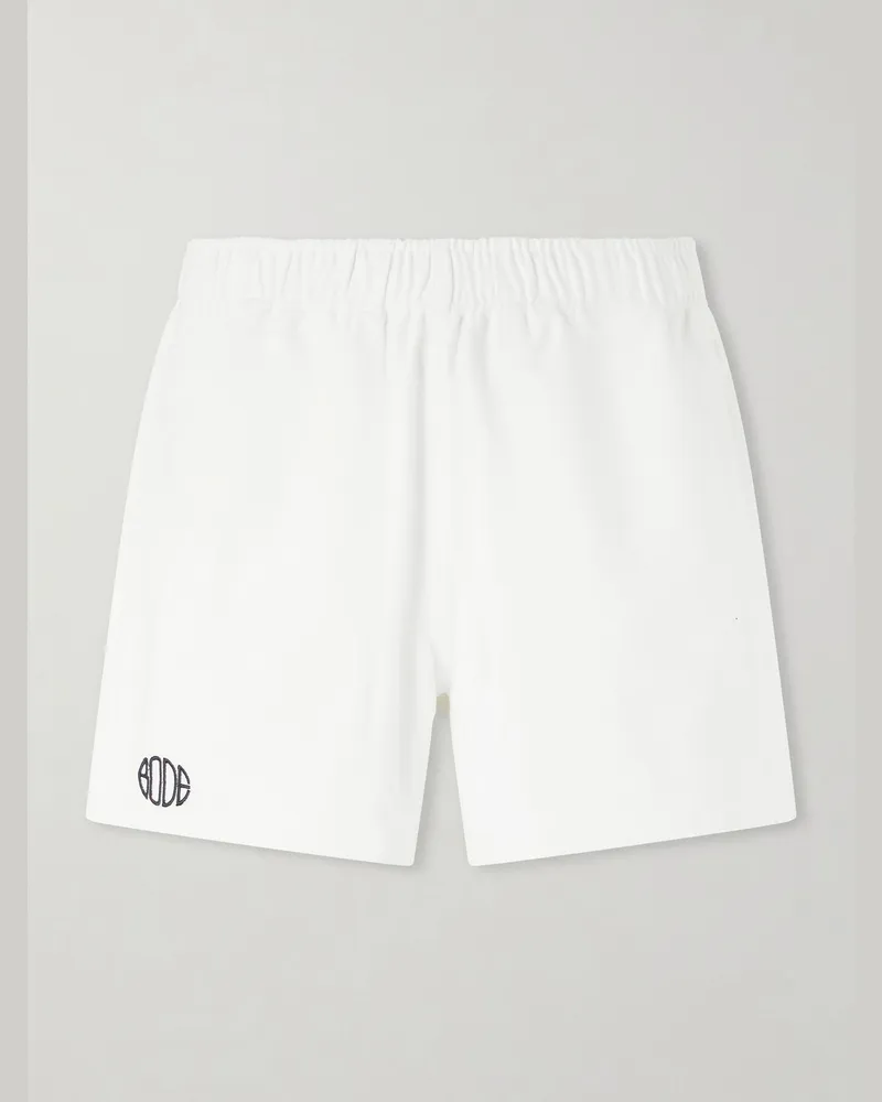 BODE Field Straight-Leg Logo-Embroidered Cotton-Twill Shorts White