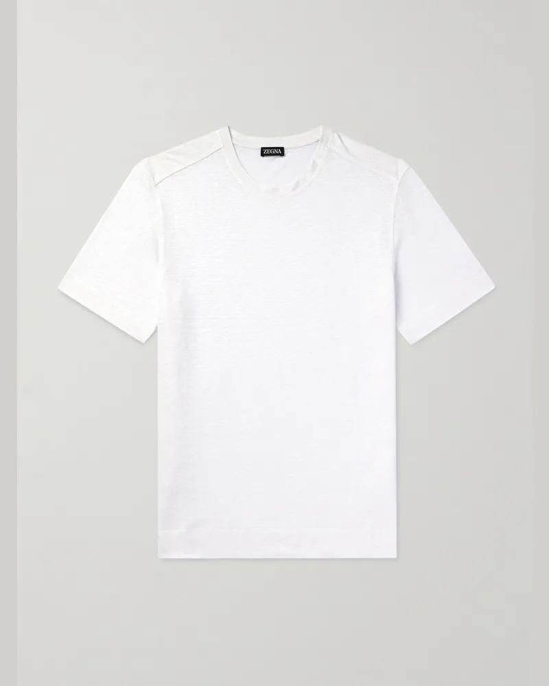 Ermenegildo Zegna T-Shirt aus Leinen-Jersey Weiß