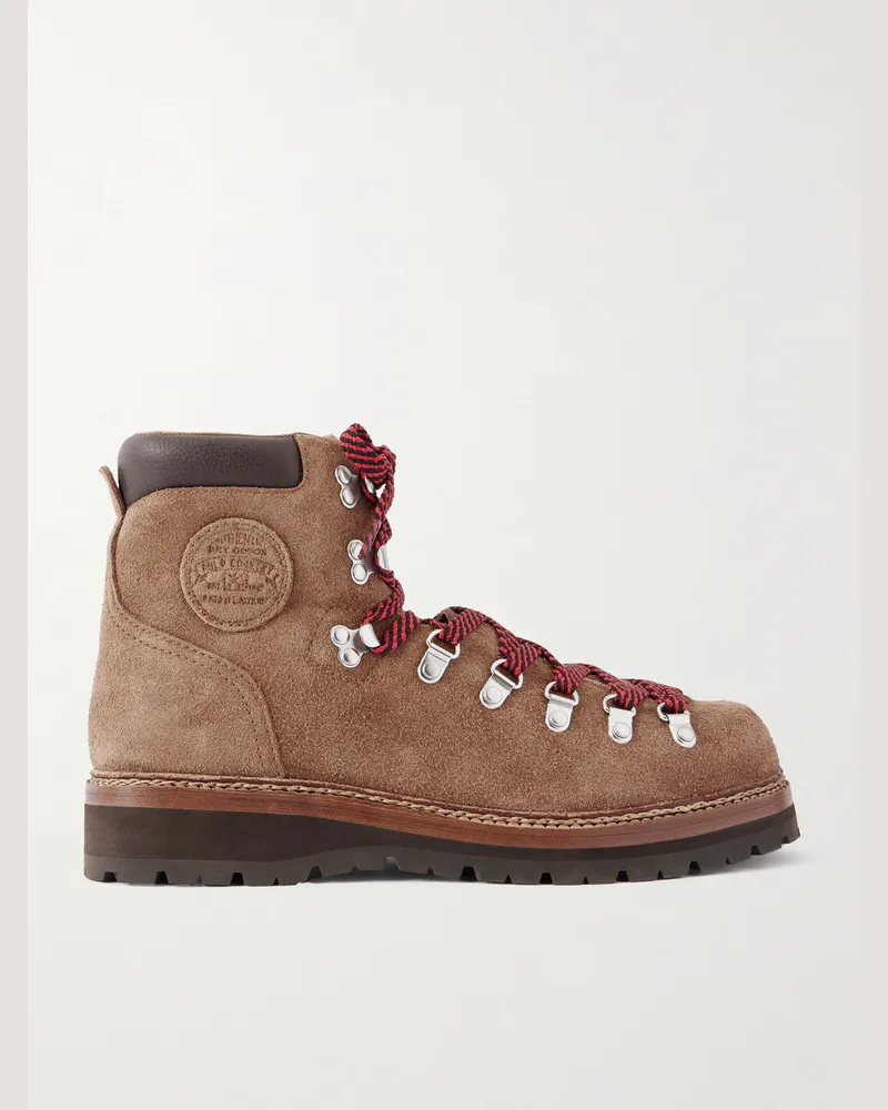 Ralph Lauren Alpine Schnürstiefel aus gewalktem Veloursleder mit Lederbesatz Braun