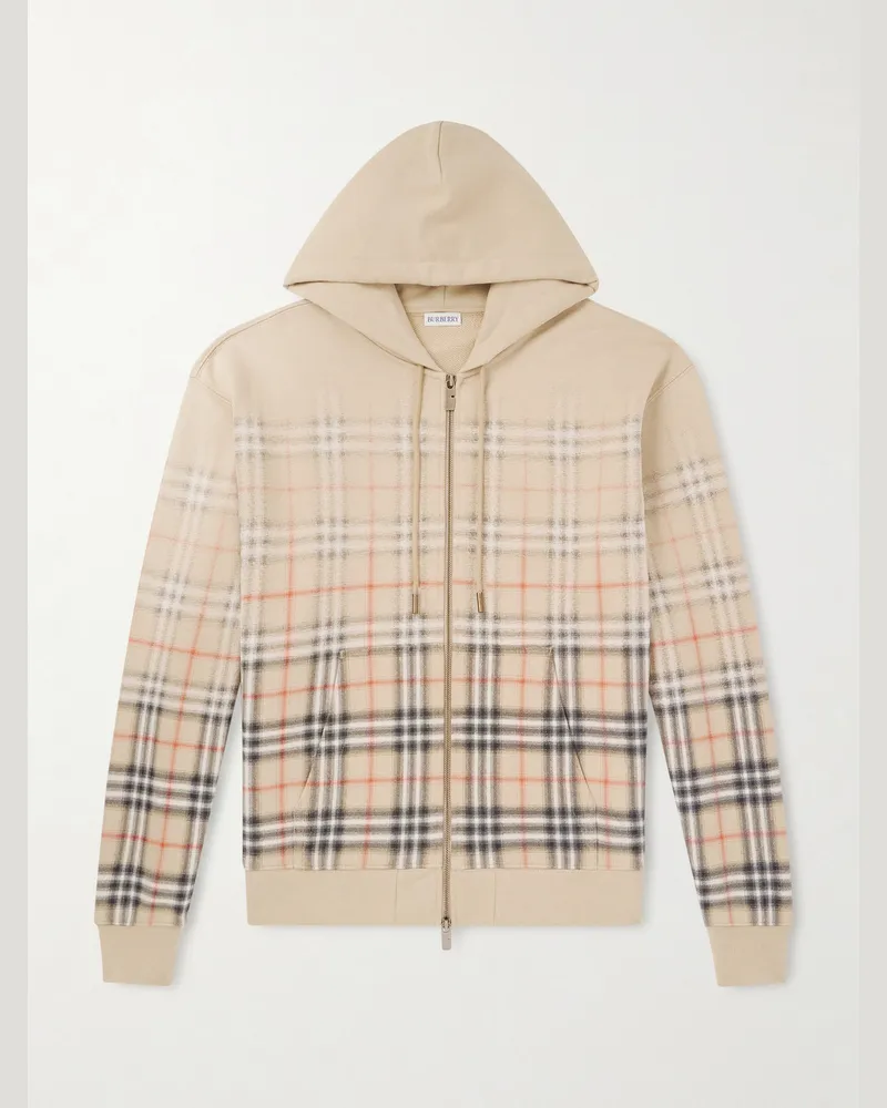 Burberry Hoodie aus Baumwoll-Jersey mit Karomuster Neutral