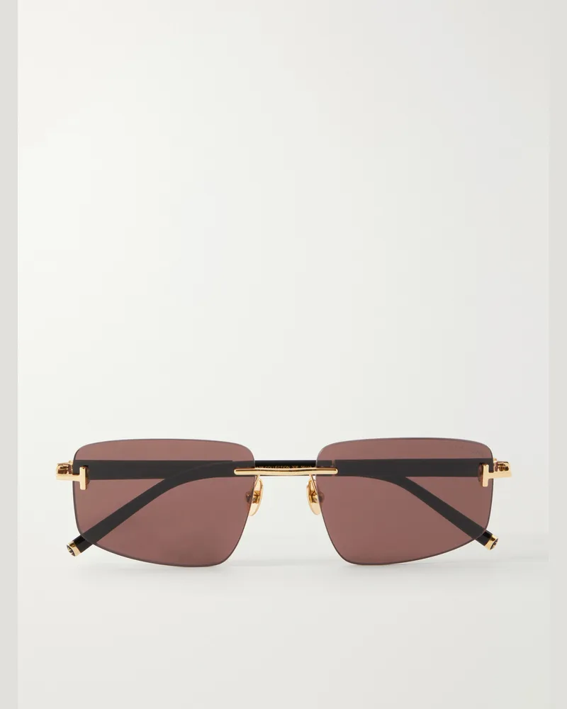 Tom Ford Square-Frame Titanium and Acetate Sunglasses Gold