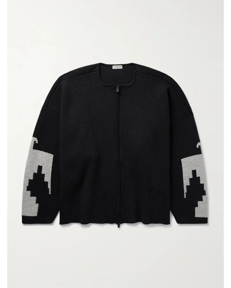 Fear of God Cardigan aus Jacquard-Strick aus einer Wollmischung mit Reißverschluss Schwarz