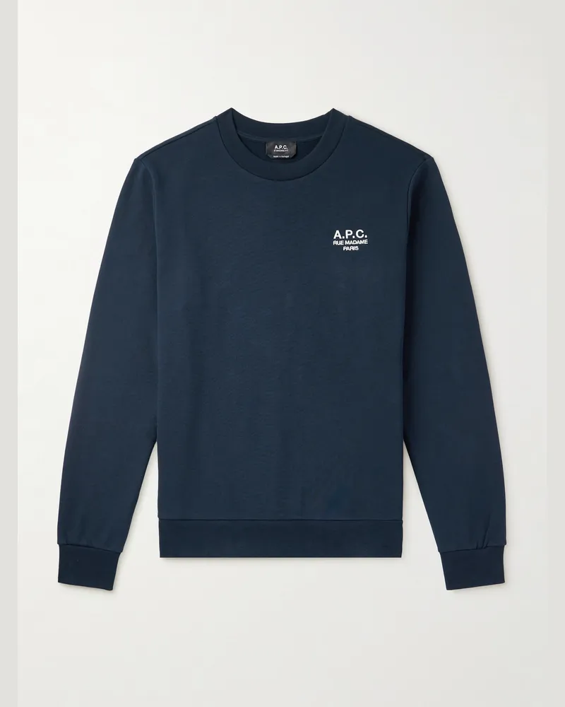 A.P.C. Sweatshirt aus Biobaumwoll-Jersey mit Logostickerei Blau