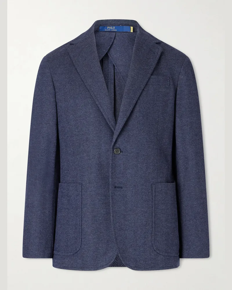 Ralph Lauren Herringbone Tweed Suit Jacket Blue