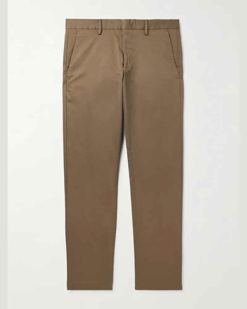 NN 07 Theo 1420 schmal zulaufende Chino aus Twill aus einer Biobaumwollmischung Braun