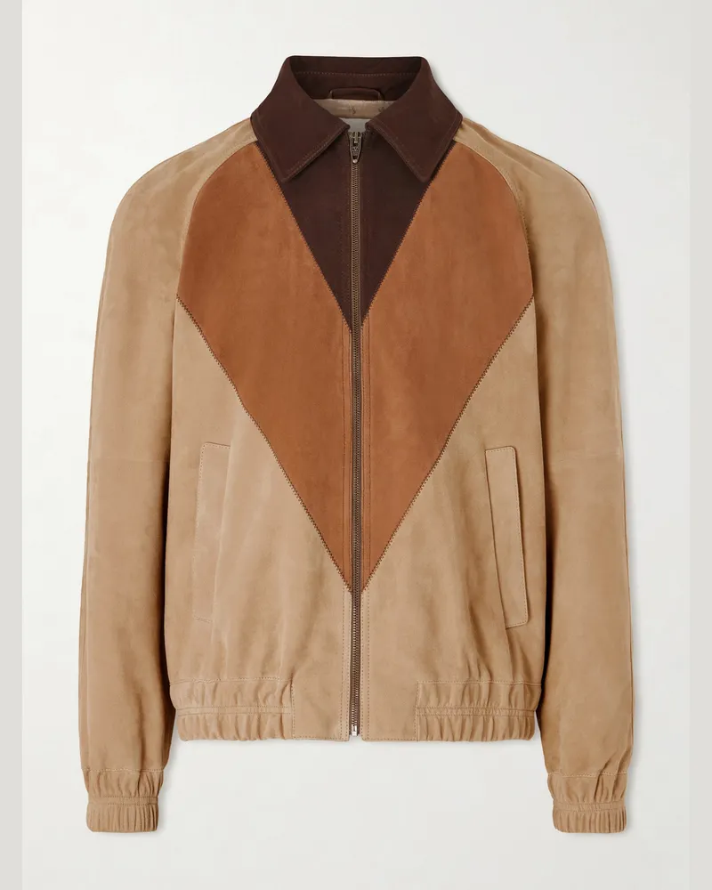Valentino Garavani Panelled Suede Jacket Brown