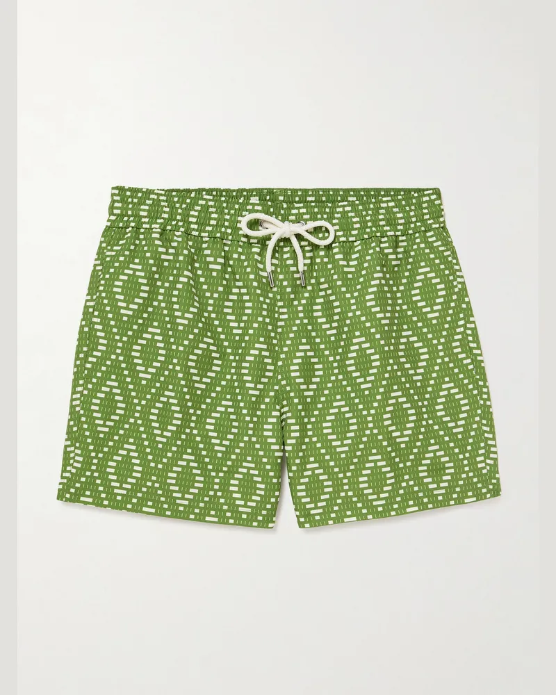 Frescobol Carioca Rio gerade geschnittene mittellange Badeshorts aus recyceltem Shell mit Print Grün