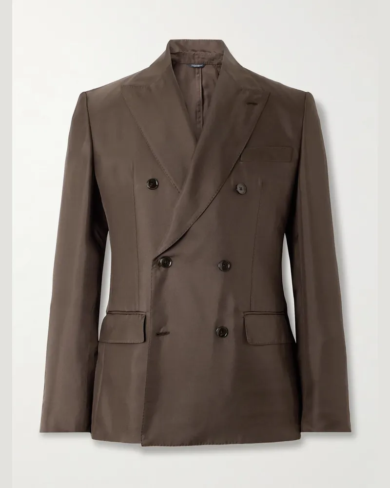 Dolce & Gabbana Doppelreihiges Sakko aus Seiden-Twill Braun