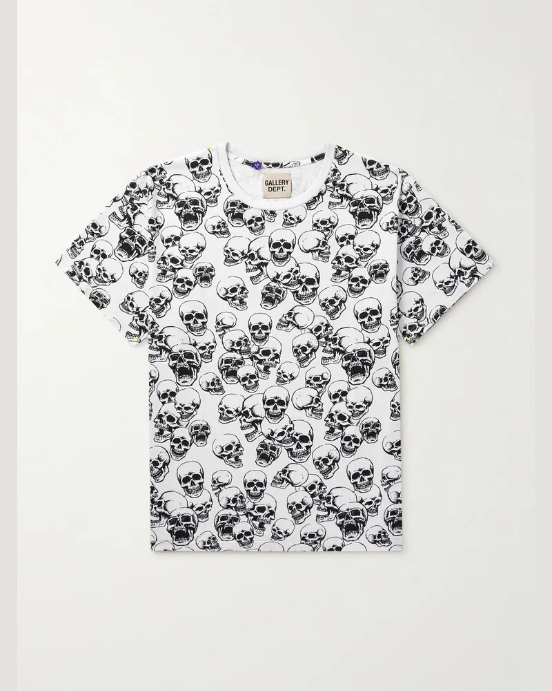 GALLERY DEPT. Skull T-Shirt aus Baumwoll-Jersey mit Print Weiß