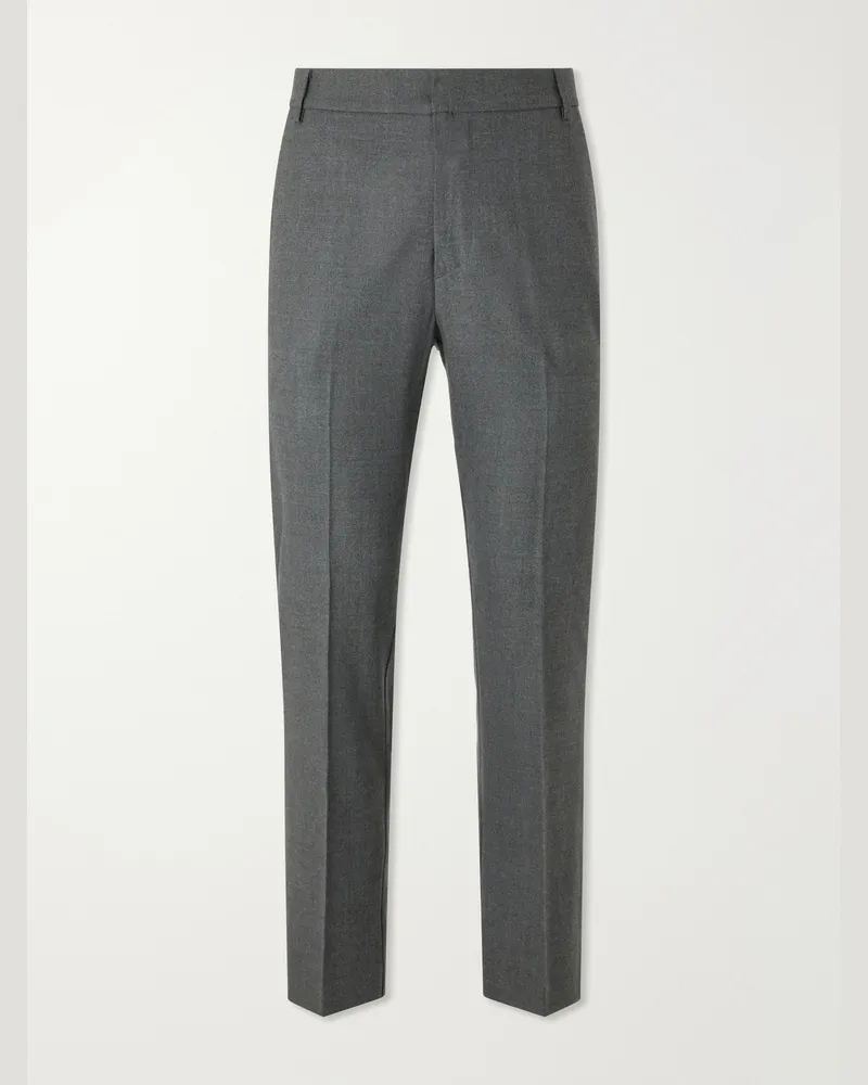 Altea Renee Straight-Leg Stretch-Wool Flannel Trousers Gray