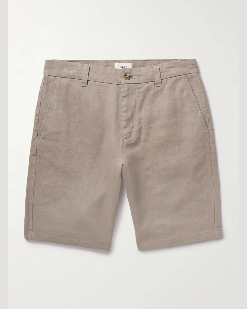 NN 07 Crown 1454 Straight-Leg Linen Shorts Neutrals