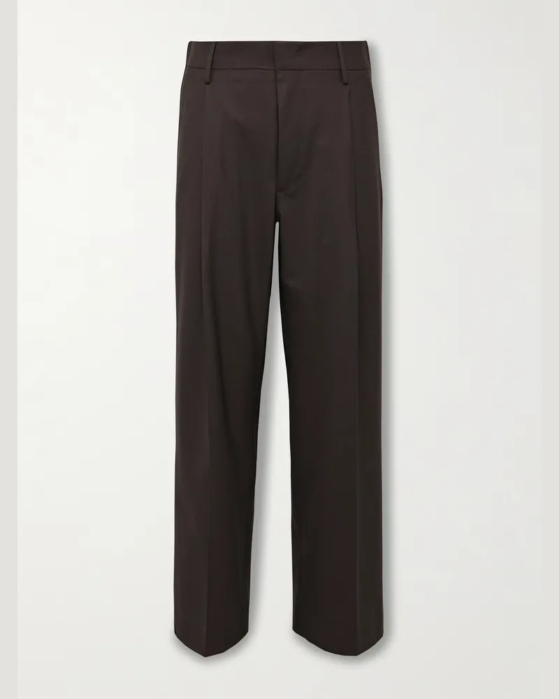 NN 07 Kay 1088 gerade geschnittene Hose aus Webstoff mit recycelten Fasern und Falten Braun