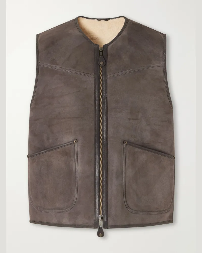 Aimé Leon Dore Leather-Trimmed Suede Vest Brown