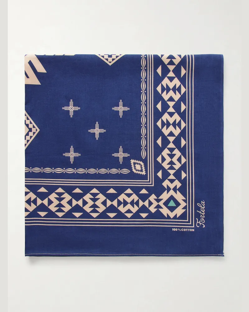 Fortela Printed Cotton Bandana Blue