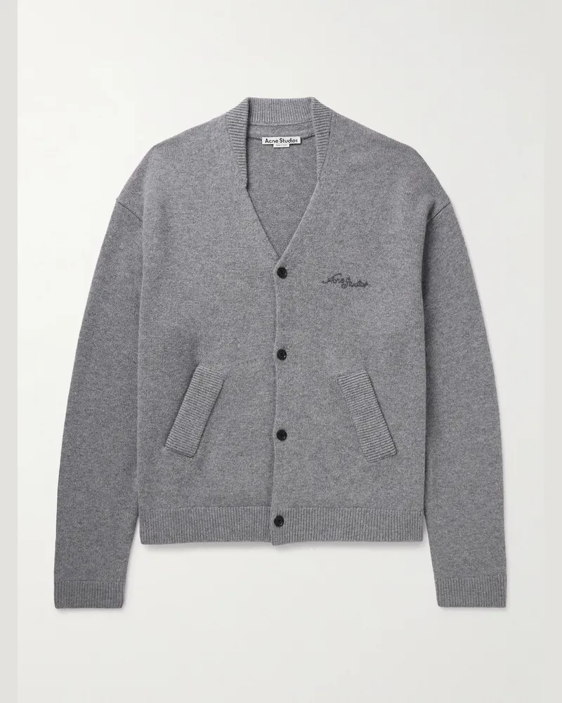Acne Studios Cardigan aus einer Woll-Yakwollmischung mit Logostickerei Grau
