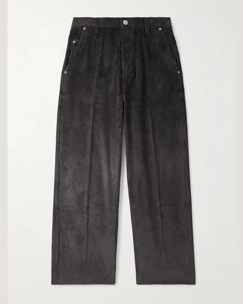 AMI Paris Weit geschnittene Hose aus Baumwollcord Schwarz