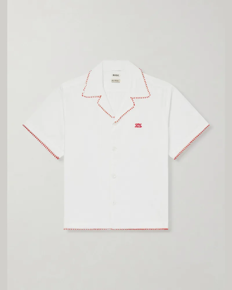 BODE Redbud Hemd aus Baumwolle mit Reverskragen und Logostickerei Weiß