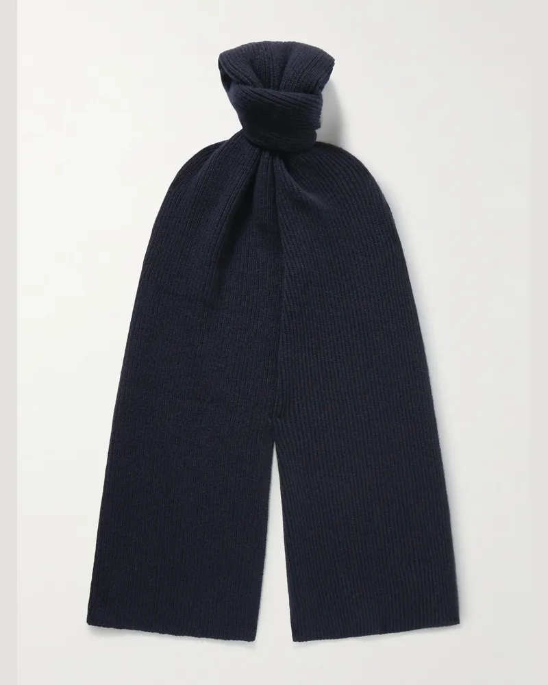 Kingsman Schal aus Kaschmir in Rippstrick Blau