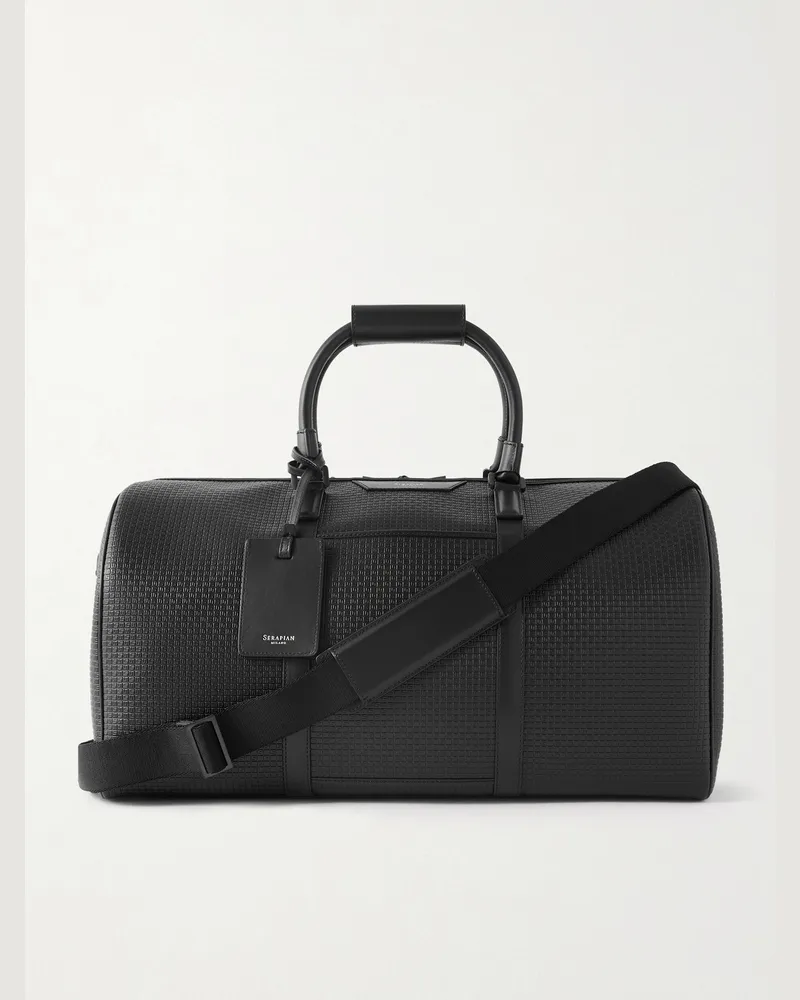 Serapian Reisetasche aus beschichtetem Canvas mit Lederbesatz Schwarz