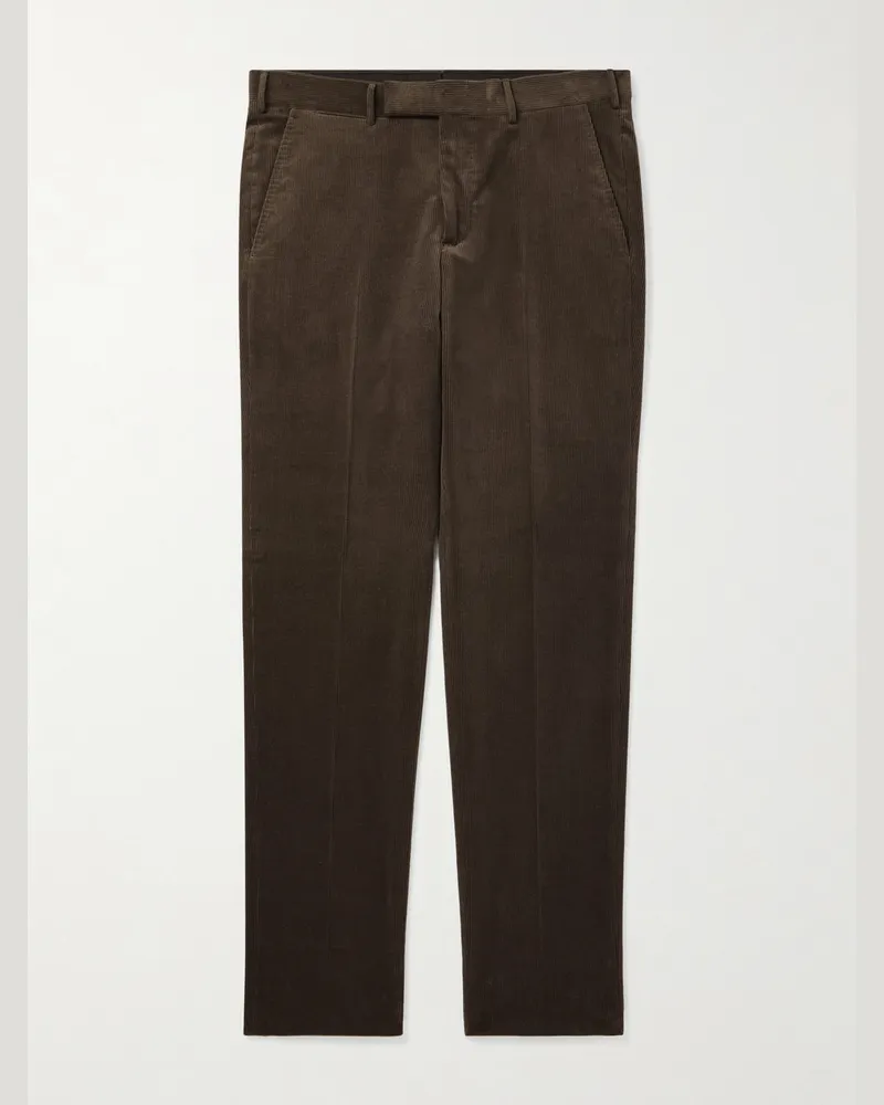 Ermenegildo Zegna Schmal geschnittene Cordhose aus einer Baumwollmischung Braun