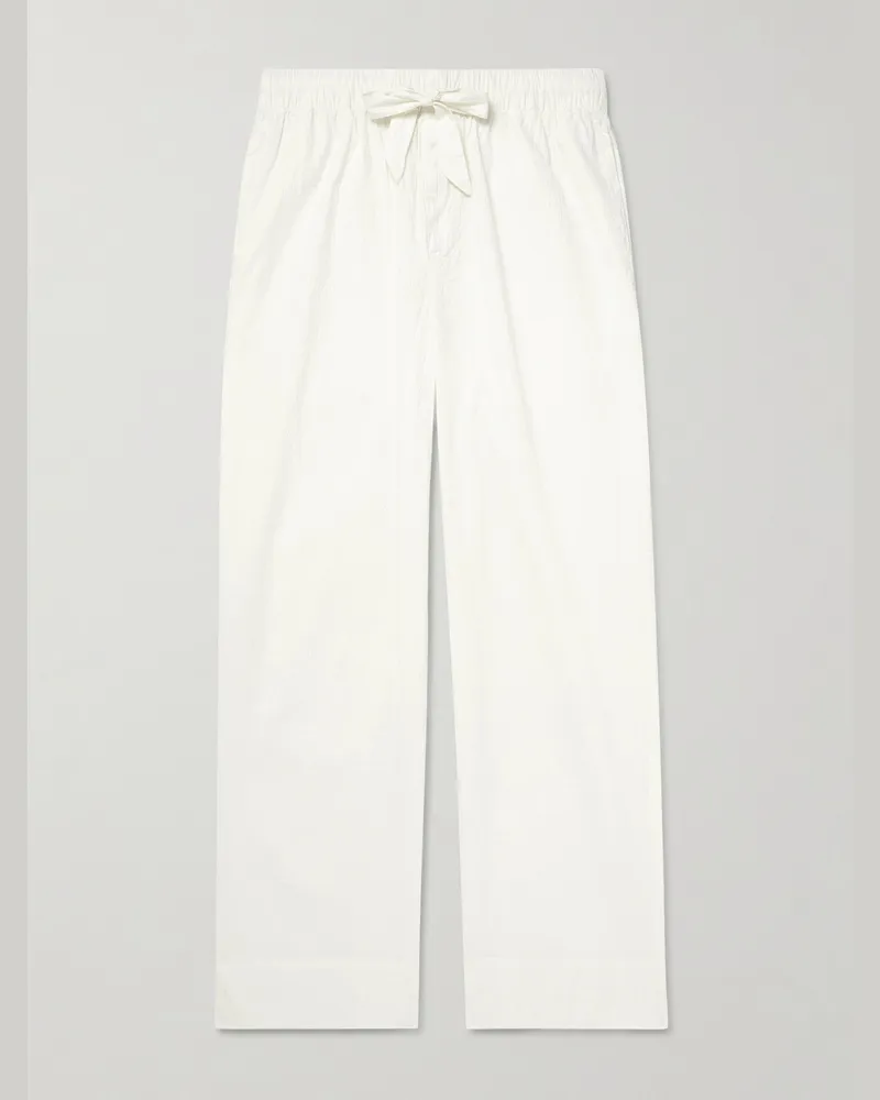 Frescobol Carioca Luan gerade geschnittene Hose aus Seersucker aus einer Baumwollmischung Neutral