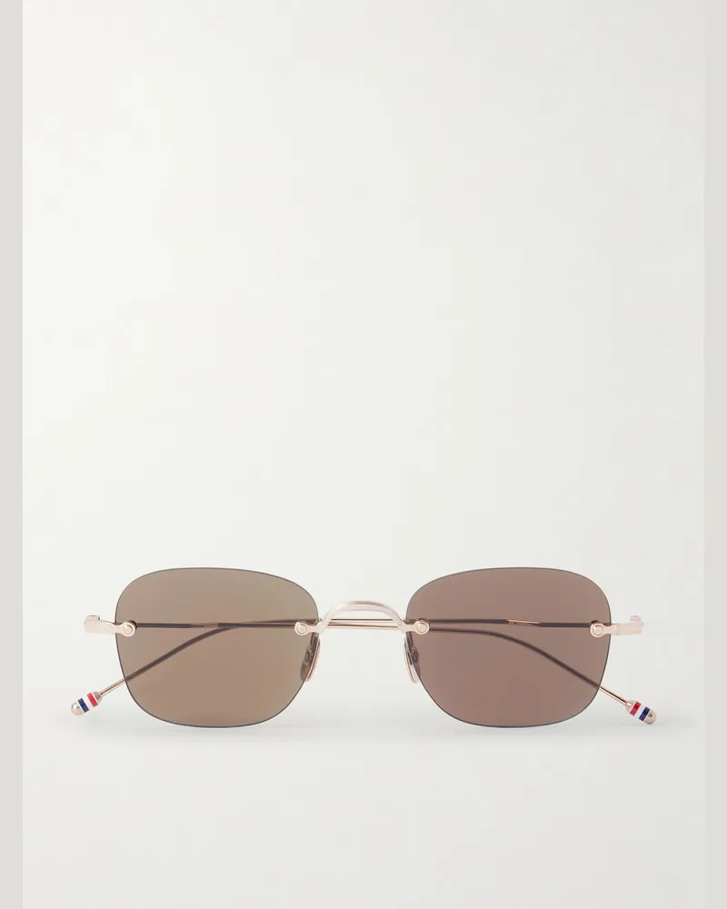 Thom Browne Square-Frame Gold-Plated Titanium Sunglasses Gold