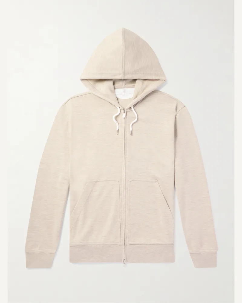 Brunello Cucinelli Kapuzenjacke aus einer Kaschmirmischung mit Reißverschluss Neutral