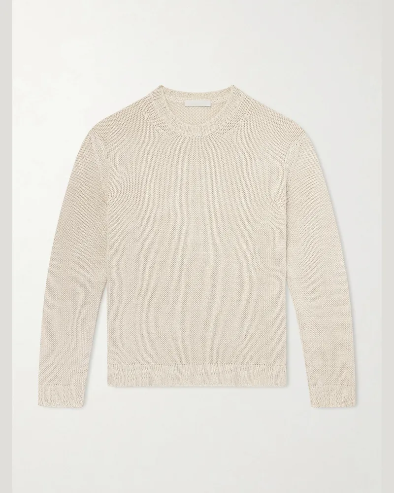 SAMAN AMEL Gio Slim-Fit Silk Sweater Neutrals