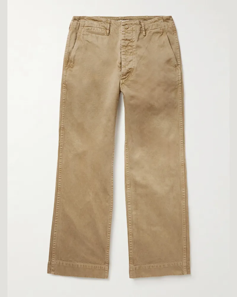 AURALEE Finx Straight-Leg Cropped Cotton-Twill Chinos Neutrals