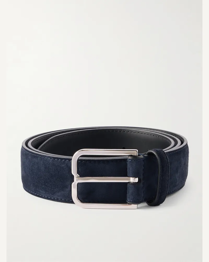 Berluti Essence Gürtel aus Veloursleder, 3,5 cm Blau